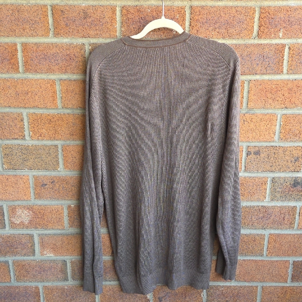 Joseph Abboud Brown V-Neck Sweater Fine Knit Classic - Picture 4 of 6